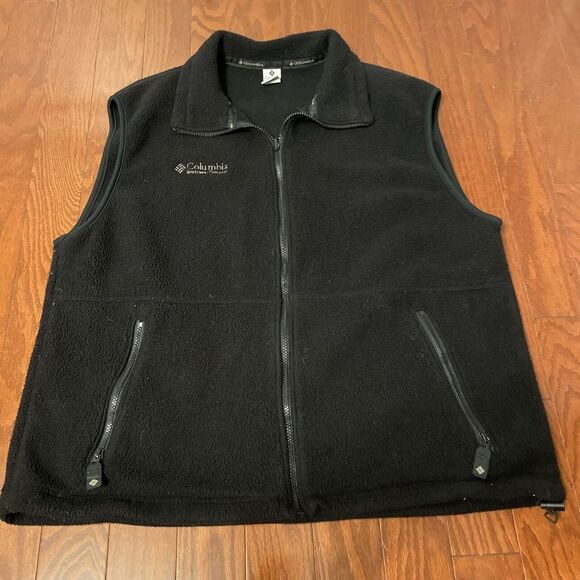 Vtg Columbia Sportswear Fleece Vest Full Zip Black Made in USA Mens Large TNT - Picture 1 of 9